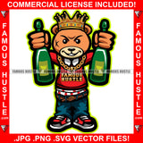 Gangster Teddy Bear King Scar Face Crown Gold Wine Drug Bottles Cash Money Bags In Both Hands Tattoo Hip Hop Rap Plug Trap Street Hood Ghetto Swag Thug Famous Hustle Baller Trapper Art Graphic Design Logo T-Shirt Print Printing JPG PNG SVG Vector Cut File