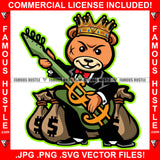 Gangster King Teddy Bear Scar Face Playing Guitar Cash Money Bag Tattoo Hip Hop Rap Trap Street Mafia Mob Famous Hustle Art Graphic Design Logo T-Shirt Print Printing JPG PNG SVG Vector Cut File