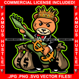 Gangster King Teddy Bear Scar Face Playing Guitar Cash Money Bag Tattoo Hip Hop Rap Trap Street Mafia Mob Famous Hustle Art Graphic Design Logo T-Shirt Print Printing JPG PNG SVG Vector Cut File
