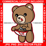 Famous Hustle Gangster Cute Teddy Bear Mobile Phone Taking Picture Private Part Mean Face Hip Hop Rap Rapper Plug Trap Street Hood Ghetto Swag Thug Hustler Trapper Art Graphic Design Logo T-Shirt Print Printing JPG PNG SVG Vector Cut File