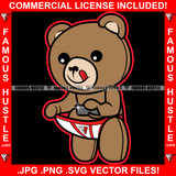 Famous Hustle Gangster Cute Teddy Bear Mobile Phone Taking Picture Private Part Mean Face Hip Hop Rap Rapper Plug Trap Street Hood Ghetto Swag Thug Hustler Trapper Art Graphic Design Logo T-Shirt Print Printing JPG PNG SVG Vector Cut File