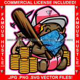 Born In The Streets Gangster Baby Girl Bandanna Face Cover Mask Hat Cap Baseball Bat Gold Coins Stack Cash Money Bags Diaper Hustling Trap Trapper Famous Hustle Baller Art Graphic Design Logo T-Shirt Print Printing JPG PNG SVG Vector Cut File