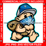 Gangster Baby Boy Blue Bandanna Face Cover Mask Cap Diaper Mean Face Cash Money Bag Hustling Trap Trapper Famous Hustle Rapper Dope Baller Trapper Street Flex Dripping Art Graphic Design Logo T-Shirt Print Printing JPG PNG SVG Vector Cut File