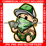 Paper Chaser Gangster Baby Boy Bandanna Face Cover Mask Hat Cap Gold Necklace Diaper Mean Face Cash Money Trap Trapper Rapper Dope Baller Hustling Flex Dripping Famous Hustle Art Graphic Design Logo T-Shirt Print Printing JPG PNG SVG Vector Cut File