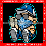 Gangster Baby Boy Blue Bandanna Face Cover Mask Hat Cap Black Glasses Gold Jewelry Necklace Sneaker Diaper Mean Face Cash Money Hustling Trap Trapper Famous Hustle Art Graphic Design Logo T-Shirt Print Printing JPG PNG SVG Vector Cut File