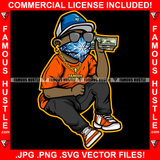 Paid In Full Gangster Black Boy Blue Bandanna Face Mask Cap Black Glasses Gold Dollar Sign Earrings Necklace Sneaker Diaper Cash Money Hustling Trap Trapper Famous Hustle Art Graphic Design Logo T-Shirt Print Printing JPG PNG SVG Vector Cut File