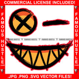 Famous Hustle Smiling Cross Eye Face Sharp Teeth Winked Hip Hop Rap Rapper Plug Trap Street Hood Ghetto Swag Thug Hustler Hustling Baller Trapper Art Graphic Design Logo T-Shirt Print Printing JPG PNG SVG Vector Cut File