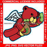 Money Red Teddy Bear Angel Wings Gold Jewelry Necklace Watch Cash Bag Hip Hop Rap Rapper Plug Trap Street Hood Ghetto Swag Thug Hustler Hustling Famous Hustle Baller Trapper Art Graphic Design Logo T-Shirt Print Printing JPG PNG SVG Vector Cut File