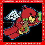 Money Red Teddy Bear Angel Wings Gold Jewelry Necklace Watch Cash Bag Hip Hop Rap Rapper Plug Trap Street Hood Ghetto Swag Thug Hustler Hustling Famous Hustle Baller Trapper Art Graphic Design Logo T-Shirt Print Printing JPG PNG SVG Vector Cut File