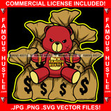 Gang Gang Red Teddy Bear Scar Face Gold Jewelry Necklace Cash Money Bags Hip Hop Rap Rapper Plug Trap Street Hood Ghetto Swag Thug Hustler Hustling Famous Hustle Baller Trapper Art Graphic Design Logo T-Shirt Print Printing JPG PNG SVG Vector Cut File