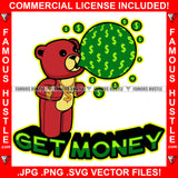 Get Money Red Teddy Bear Scar Face Gold Dollar Sign Jewelry Necklace $ Sign Bubbles Hip Hop Rap Rapper Plug Trap Street Hood Ghetto Swag Thug Hustler Hustling Famous Hustle Quote Art Graphic Design Logo T-Shirt Print Printing JPG PNG SVG Vector Cut File