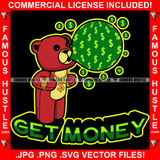 Get Money Red Teddy Bear Scar Face Gold Dollar Sign Jewelry Necklace $ Sign Bubbles Hip Hop Rap Rapper Plug Trap Street Hood Ghetto Swag Thug Hustler Hustling Famous Hustle Quote Art Graphic Design Logo T-Shirt Print Printing JPG PNG SVG Vector Cut File