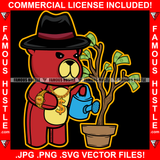 Big Dreams Famous Hustle Red Teddy Bear Gold Jewelry Dollar Sign Necklace Hat Watering Cash Money Plant Hip Hop Rap Plug Trap Street Hood Ghetto Swag Thug Baller Trapper Art Graphic Design Logo T-Shirt Print Printing JPG PNG SVG Vector Cut File