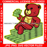 Money Fever Red Teddy Bear Scar Face Gold Dollar Sign Jewelry Necklace Cash Bundles Chair Hip Hop Rap Plug Trap Street Hood Ghetto Swag Thug Hustler Hustling Famous Hustle Art Graphic Design Logo T-Shirt Print Printing JPG PNG SVG Vector Cut File