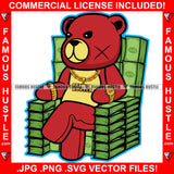 Money Fever Red Teddy Bear Scar Face Gold Jewelry Necklace Cash Bundles Chair Hip Hop Rap Plug Trap Street Hood Ghetto Swag Thug Hustler Hustling Famous Hustle Art Graphic Design Logo T-Shirt Print Printing JPG PNG SVG Vector Cut File