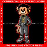 Gangster Boss Teddy Bear Cash Money Bag Gold Jewelry Necklace Watch Tattoo Hip Hop Rap Plug Trap Street Hood Ghetto Swag Thug Drip Dripping Art Graphic Design Logo T-Shirt Print Printing JPG PNG SVG Vector Cut File