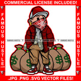 Money Bags Gangster Boy Bandanna Face Mask Cap Gold Dollar Sign Earrings Sneaker Diaper Cash Bags Jacket Hustling Trap Trapper Famous Hustle Art Graphic Design Logo T-Shirt Print Printing JPG PNG SVG Vector Cut File