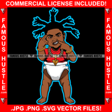 Dope Gangster Baby Girl Female Dread Locks Gold Jewelry Necklace Diaper Hip Hop Rap Rapper Plug Trap Street Hood Thug Hustler Hustling Famous Hustle Baller Trapper Art Graphic Design Logo T-Shirt Print Printing JPG PNG SVG Vector Cut File