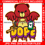 Dope Gangster Teddy Bear Scar Face Gold Gun Necklace Purple Drink Lean Dripping Jewelry Tattoo Hip Hop Rap Hustler Boss Drip Trap Hood Thug Gang Street Famous Hustle Quote Art Graphic Design Logo T-Shirt Print Printing JPG PNG SVG Vector Cut File