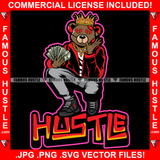 Hustle Gangster Teddy Bear King Broken Heart Eyes Holding Cash Money Hand Sign Gold Jewelry Necklace Tattoo Hip Hop Rap Hustling Hustler Famous Quote Art Graphic Design Logo T-Shirt Print Printing JPG PNG SVG Vector Cut File