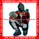 Trap Money Gangster Man Ski Mask Cash Money Black Eyes Gold Jewelry Hip Hop Rap Plug Trap Street Swag Thug Hustler Hustling Famous Hustle Baller Trapper Art Graphic Design Logo T-Shirt Print Printing JPG PNG SVG Vector Cut File