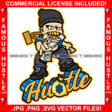 Famous Hustle White Gangster Boy Gold Teeth Eating Money Stack Dollar Sign Eyes Necklace Cash Hip Hop Rap Rapper Trap Street Hood Swag Thug Hustler Hustling Drip Savage Boss Quote Art Graphic Design Logo T-Shirt Print Printing JPG PNG SVG Vector Cut File