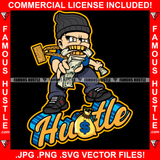 Famous Hustle White Gangster Boy Gold Teeth Eating Money Stack Dollar Sign Eyes Necklace Cash Hip Hop Rap Rapper Trap Street Hood Swag Thug Hustler Hustling Drip Savage Boss Quote Art Graphic Design Logo T-Shirt Print Printing JPG PNG SVG Vector Cut File