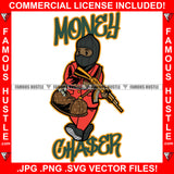 Money Chaser Gangster Wearing Ski Mask Gold Machine Gun Luxury Cash Bag Hip Hop Rap Rapper Plug Trap Street Hood Ghetto Swag Thug Hustler Hustling Flex Drip Famous Hustle Quote Art Graphic Design Logo T-Shirt Print Printing JPG PNG SVG Vector Cut File