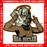 Real Hustler Gangster Baby Money Ski Mask Cash Stack Cell Phone Gold Chain Necklace Angel Halo Tattoo Hip Hop Rap Hustler Drip Trap Hood Thug Gang Street Ghetto Famous Hustle Quote Art Graphic Design Logo T-Shirt Print Printing JPG PNG SVG Vector Cut File