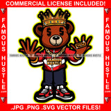 Trap All Star Famous Hustle Teddy Bear King Dollar Sign Eyes Gold Jewelry Plus Ring Hip Hop Rap Rapper Plug Trap Swag Thug Hustler Hustling Drip Rich Art Graphic Design Logo T-Shirt Print Printing JPG PNG SVG Vector Cut File