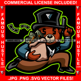 Trife Life Famous Hustle Teddy Bear Dollar Sign Eyes Cash Money Bags Black Hat Hip Hop Rap Rapper Plug Trap Swag Thug Hustler Hustling Drip Rich Art Graphic Design Logo T-Shirt Print Printing JPG PNG SVG Vector Cut File