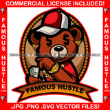 Famous Hustle Teddy Bear Dollar Sign Eyes Cash Money Cap Gold Jewelry Watch Hip Hop Rap Rapper Plug Trap Street Hood Ghetto Swag Thug Hustler Hustling Baller Trapper Quote Art Graphic Design Logo T-Shirt Print Printing JPG PNG SVG Vector Cut File