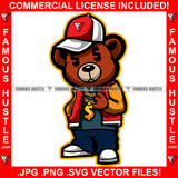 Famous Hustle Teddy Bear King Dollar Sign Eyes Gold Jewelry Cap Jacket Hip Hop Rap Rapper Plug Trap Swag Thug Hustler Hustling Drip Rich Art Graphic Design Logo T-Shirt Print Printing JPG PNG SVG Vector Cut File