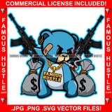 Target Locked Gangster Teddy Bear Scar Face Machine Guns Cash Money Bags Cigar Smoking Blood Gold Jewelry Hip Hop Rap Trap Street Hood Ghetto Swag Famous Hustle Baller Trapper Art Graphic Design Logo T-Shirt Print Printing JPG PNG SVG Vector Cut File