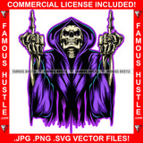 Savage Street Demon Skull Skeleton Man Hooded Angry Middle Finger Hip Hop Rap Plug Trap Street Hood Swag Thug Hustler Hustling Famous Hustle Baller Trapper Art Graphic Design Logo T-Shirt Print Printing JPG PNG SVG Vector Cut File