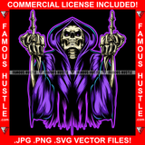 Savage Street Demon Skull Skeleton Man Hooded Angry Middle Finger Hip Hop Rap Plug Trap Street Hood Swag Thug Hustler Hustling Famous Hustle Baller Trapper Art Graphic Design Logo T-Shirt Print Printing JPG PNG SVG Vector Cut File