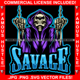 Savage Street Demon Skull Skeleton Man Hooded Angry Middle Finger Hip Hop Rap Plug Trap Street Hood Swag Thug Hustler Hustling Famous Hustle Baller Trapper Quote Art Graphic Design Logo T-Shirt Print Printing JPG PNG SVG Vector Cut File