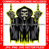 Street Legend Dripping Demon Skull Skeleton Man Hooded Angry Middle Finger Hip Hop Rap Plug Trap Street Hood Swag Thug Hustler Hustling Famous Hustle Baller Trapper Art Graphic Design Logo T-Shirt Print Printing JPG PNG SVG Vector Cut File