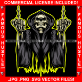 Street Legend Dripping Demon Skull Skeleton Man Hooded Angry Middle Finger Hip Hop Rap Plug Trap Street Hood Swag Thug Hustler Hustling Famous Hustle Baller Trapper Art Graphic Design Logo T-Shirt Print Printing JPG PNG SVG Vector Cut File