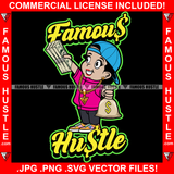 Famous Hustle Cute Female Gangster Baby Girl Giving Cash Bundle Stack Holding Money Gold Necklace Hip Hop Rap Drip Woman Street Girl Lady Hustler Hustling Quote Art Graphic Design Logo T-Shirt Print Printing JPG PNG SVG Vector Cut File