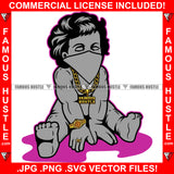Famous Hustle Demon Gangster Baby Statue Face Bandanna Gold Jewelry Watch Hip Hop Rap Rapper Plug Trap Street Hood Ghetto Swag Thug Hustler Hustling Baller Trapper Art Graphic Design Logo T-Shirt Print Printing JPG PNG SVG Vector Cut File