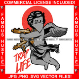 Trap Life Gangster Angel Wings Statue Machine Guns Gold Necklace Hip Hop Rap Rapper Plug Trap Street Hood Ghetto Swag Thug Hustler Hustling Flex Drip Boss Famous Hustle Quote Art Graphic Design Logo T-Shirt Print Printing JPG PNG SVG Vector Cut File