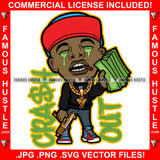 Crash Out Gangster Rapper Green Slime Drip Dripping Eyes Gold Machine Gun Necklace Chain Drip Famous Hustle Hip Hop Rap Plug Smoke Gang Famous Hustle Quote Art Graphic Design Logo T-Shirt Print Printing JPG PNG SVG Vector Cut File