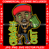 Crash Out Gangster Rapper Green Slime Drip Dripping Eyes Gold Machine Gun Necklace Chain Drip Famous Hustle Hip Hop Rap Plug Smoke Gang Famous Hustle Quote Art Graphic Design Logo T-Shirt Print Printing JPG PNG SVG Vector Cut File