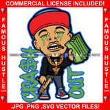 Crash Out Gangster Rapper Green Slime Dripping Eyes Gold Machine Gun Necklace Chain Famous Hustle Hip Hop Rap Street Plug Trap Hustler Hustling Sauce Dope Mob Slum Slime Goon Smoke Gang Quote Art Graphic Design Logo Print Printing Vector SVG Cut File