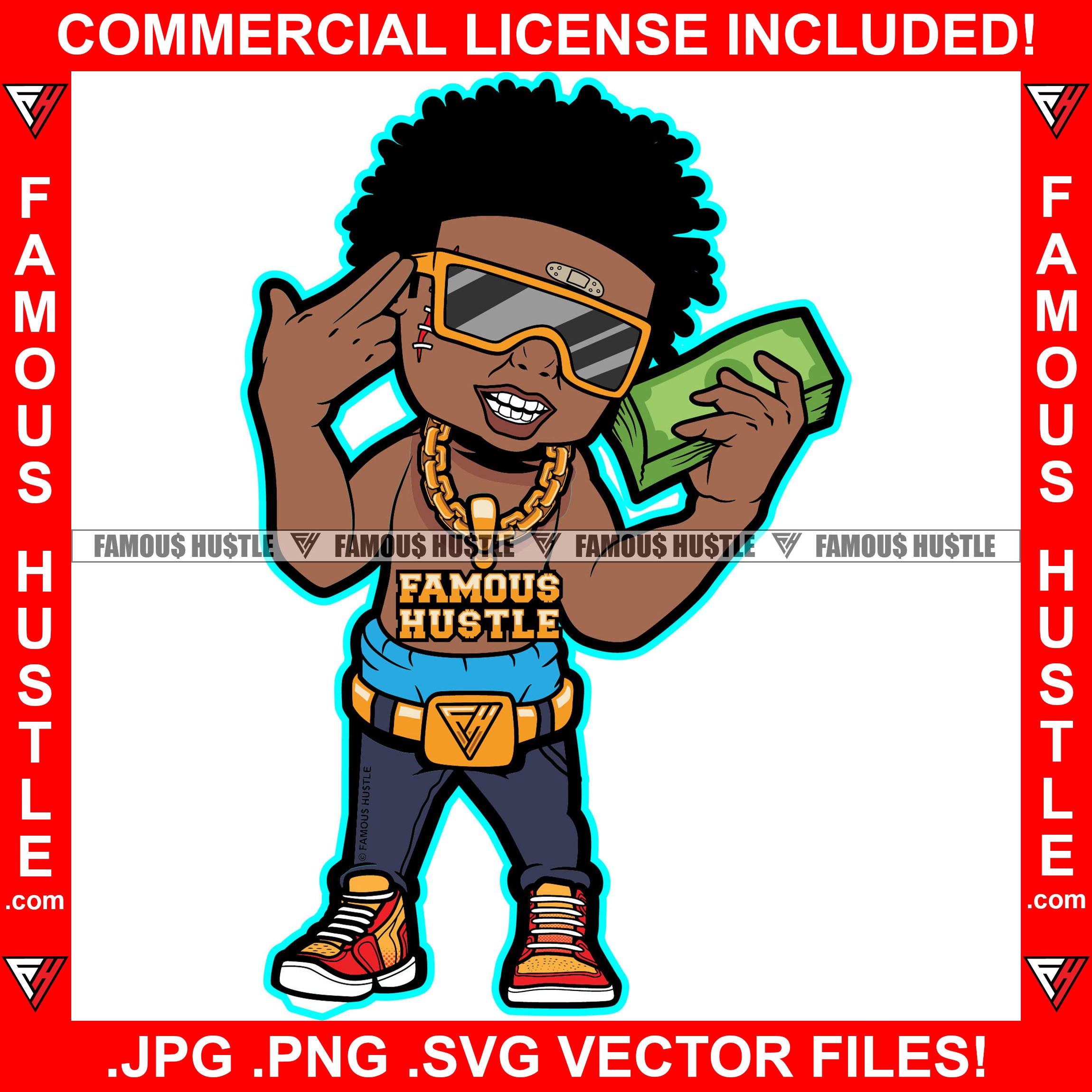Famous Hustle Gangster Killer Scar Face Hand Gang Sign Gold Necklace Money Cash Stack No Shirt Horror Tattoo Hip Hop Rap Hustler Drip Trap Hood Thug Gang Street Ghetto Quote Art Graphic Design Logo T-Shirt Print Printing JPG PNG SVG Vector Cut File