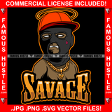 Savage Black Man Ski MaskGold Jewelry Dripping Baseball Cap Burglar Hat Robber Face Hip Hop Rap Rapper Drip Swag Plug Trap Hood Thug Gang Street Famous Hustle Quote Art Graphic Design Logo T-Shirt Print Printing JPG PNG SVG Vector Cut File