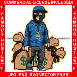 Big Dreams Gangster Hustle Man Ski Mask White Eyes Gold Gun Necklace Cash Money Bags Cap Hoodie Hip Hop Rap Rapper Plug Trap Street Hood Gang Member Famous Hustle Art Graphic Design Logo T-Shirt Print Printing JPG PNG SVG Vector Cut File