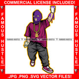 Out Of The Mud Gangster Hustle Man Ski Mask White Eyes Gold Necklace Purple Liquid Cup Dripping Cash Money Hip Hop Rap Plug Trap Hood Ghetto Swag Thug Famous Hustle Art Graphic Design Logo T-Shirt Print Printing JPG PNG SVG Vector Cut File