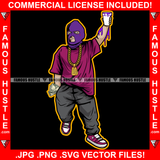 Out Of The Mud Gangster Hustle Man Ski Mask White Eyes Gold Necklace Purple Liquid Cup Dripping Cash Money Hip Hop Rap Plug Trap Hood Ghetto Swag Thug Famous Hustle Art Graphic Design Logo T-Shirt Print Printing JPG PNG SVG Vector Cut File